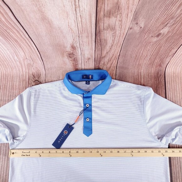 NWT Stitch Bowery Mens M/L Sebonac Blue SS Golf Polo Shirt Striped Performance - Picture 14 of 15